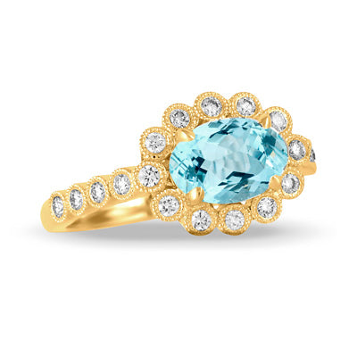 18ct White Gold Pear Shaped Blue Topaz and Diamond Cluster Ring | Johnsons  Jewellers